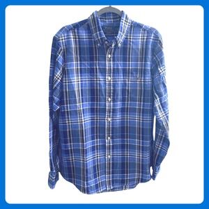 Polo Ralph Lauren Classic Fit Plaid Button Down Shirt Men's Sz. L Blue White